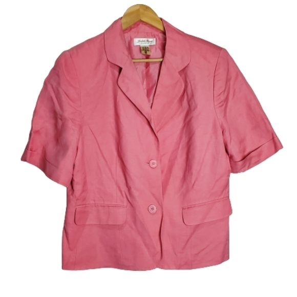 Vintage 90's Judith Hart Collection Pink Linen Blend Button Blazer Size 14 - Picture 1 of 8